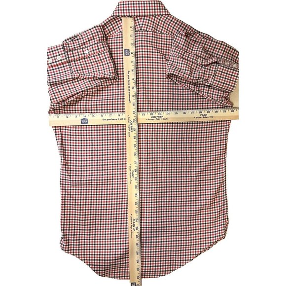 LANDS’ END Men’s Tailored Fit Brown Red Check L/S Button Down Shirt SZ 15.5 (32) - Picture 6 of 6